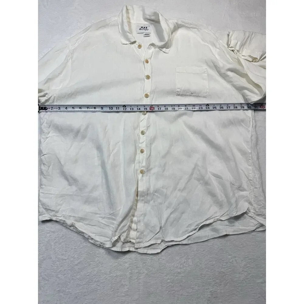 Vintage FLAX by Jeanne Engelhart Oversize Linen Shirt White Sz XL Long Sleeve - Picture 5 of 7